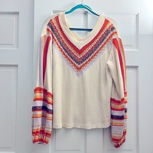 Free people knit/crochet detail comfy shirt